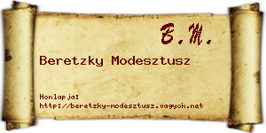 Beretzky Modesztusz névjegykártya